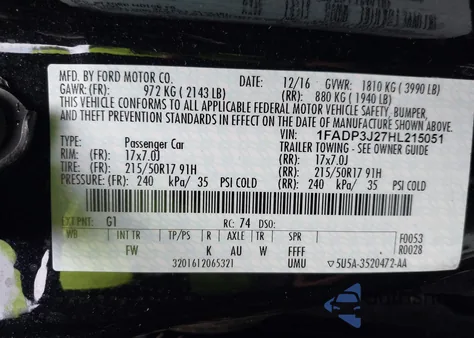 2017 Ford Focus Titanium from USA, damaged, VIN 1FADP3J27HL215051